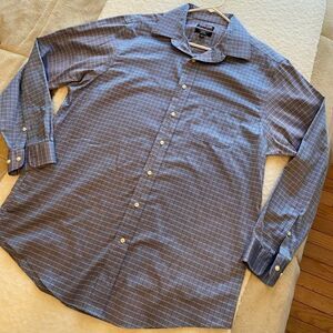 Men’s Button Up Shirt - Kirklands Blue and White Size XL